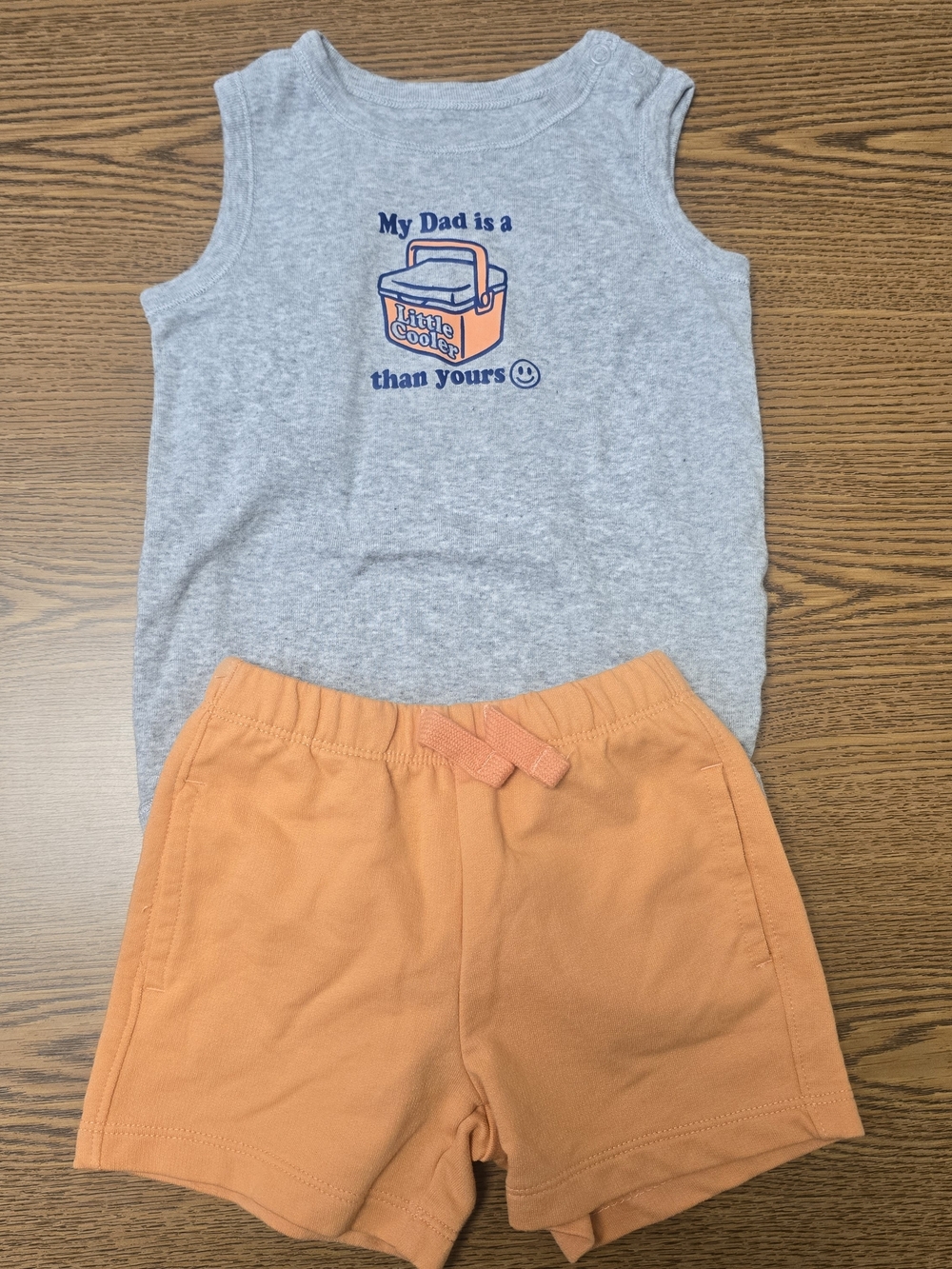 Wonderkids Gray Tank Top with Orange Shorts Set Sz 12-18 Mo